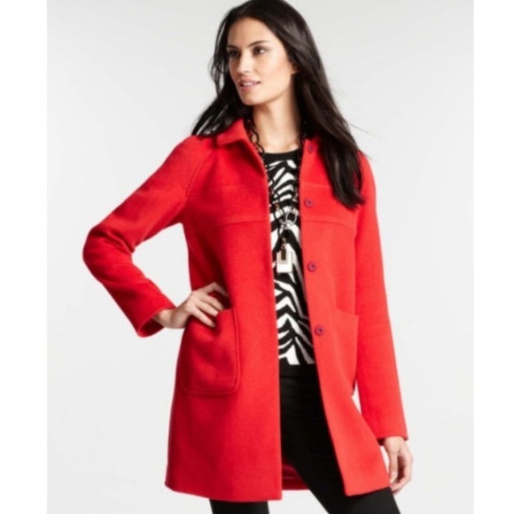 Ann Taylor Other - Ann Taylor Cherry Red Brushed Wool Winter Coat